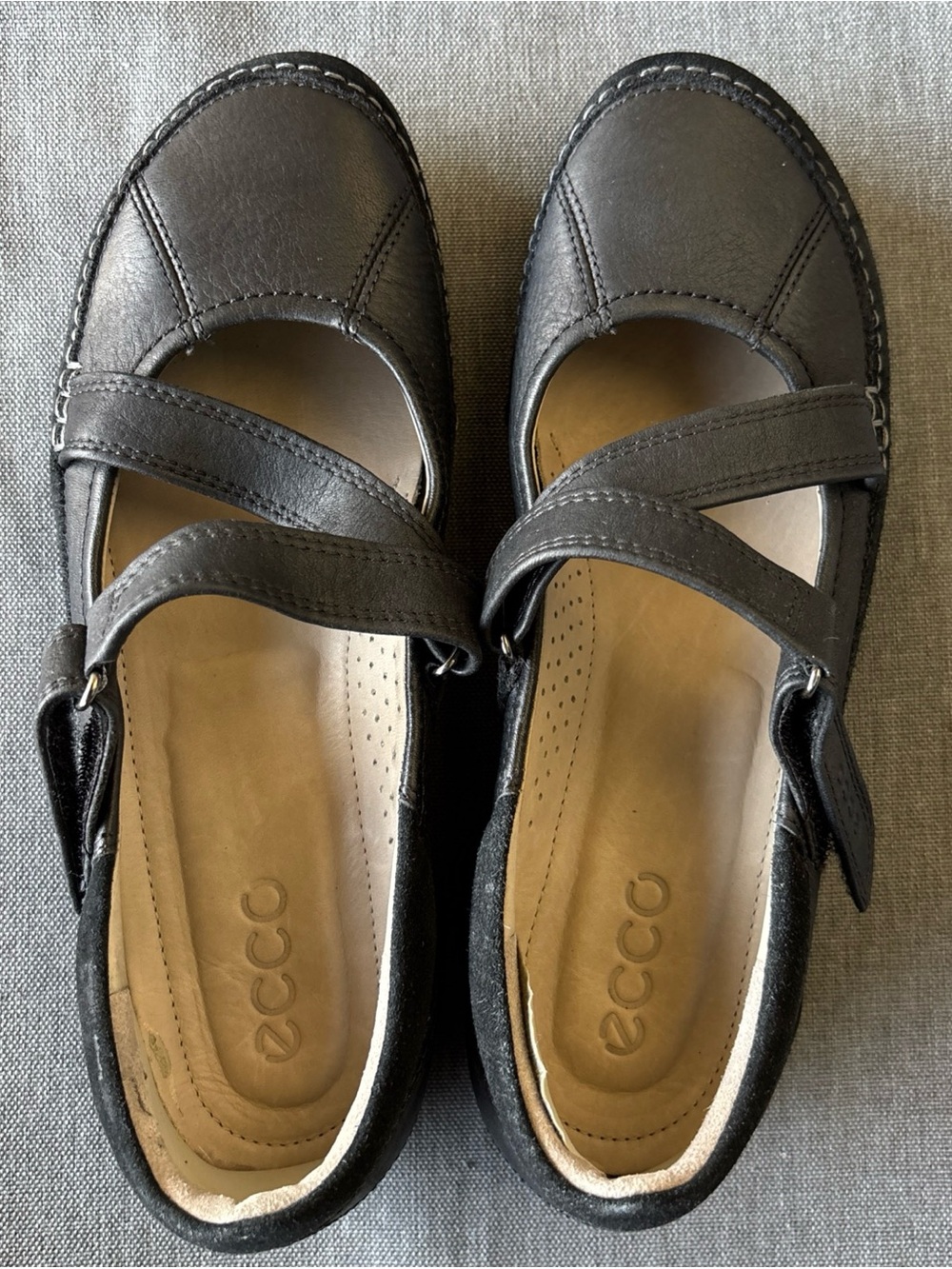 Ecco Cayla Womens Mary Jane Comfort Shoe SZ 38 Crisscross Leather Academia Retro
